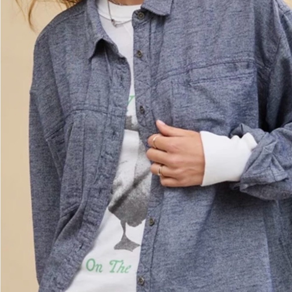 aerie Flannel Blue Button-Down Shirt (worn 2x)